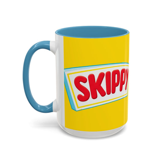 Skippy Retro Logo Coffee Mug — Yellow Accent Peanut Butter Inspired 11/15oz - Creations by Chris and Carlos