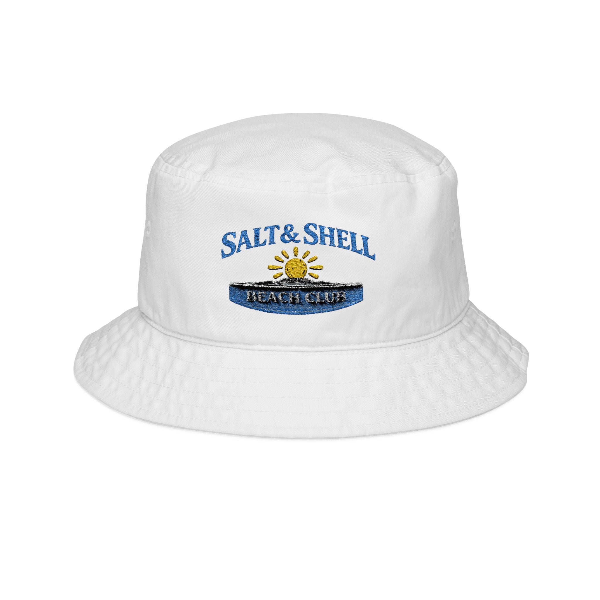 Salt & Shell Embroidered Bucket Hat – Beach Sun & Surf Logo - Creations by Chris and Carlos