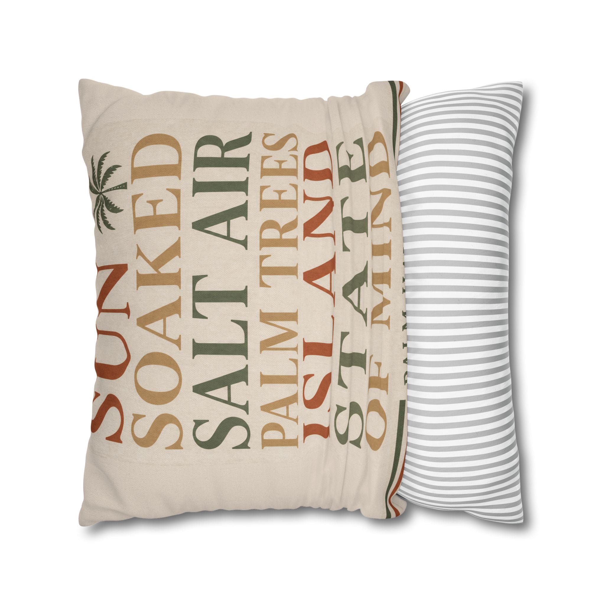 Island State of Mind Throw Pillowcase — Sun Soaked Salt Air Palm Trees Decorative Cover - Creations by Chris and Carlos