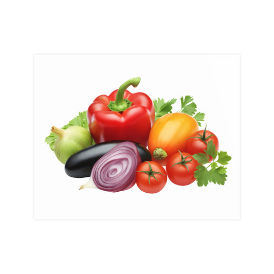 Fresh Veggie Kitchen Poster — Colorful Bell Pepper & Tomato Matte Print - Creations by Chris and Carlos