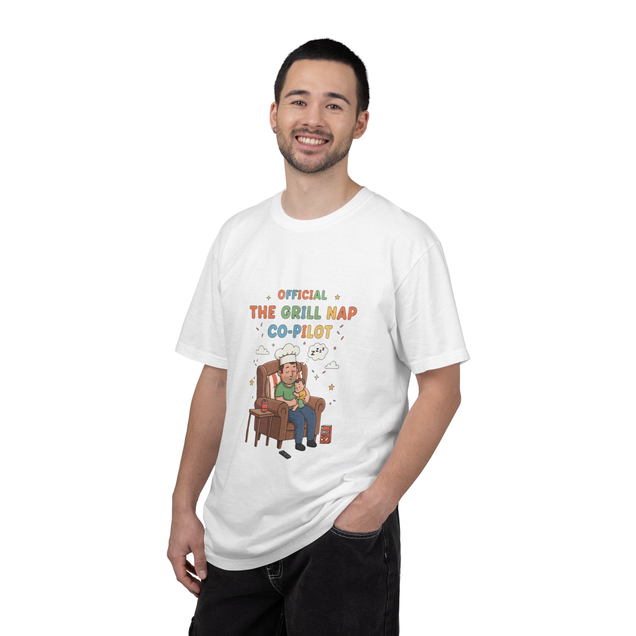 T-Shirt — "Official Grill Nap Co Pilot" Funny Retro Graphic Tee - Creations by Chris and Carlos
