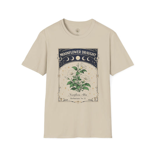 Old Soul Apothecary Moonflower Draught T‑Shirt — Botanical Moon Phase Graphic Tee - Creations by Chris and Carlos