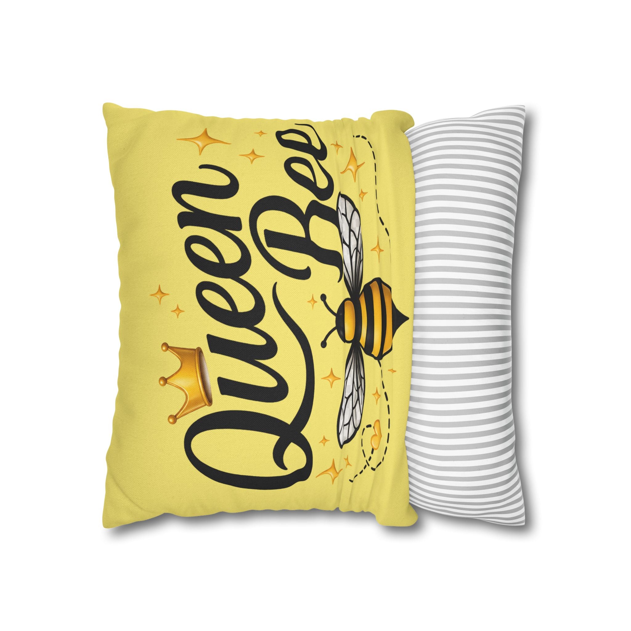 Honey Bee Decorative Pillowcase – Yellow Floral Bee Accent Cushion Cover - Creations by Chris and Carlos