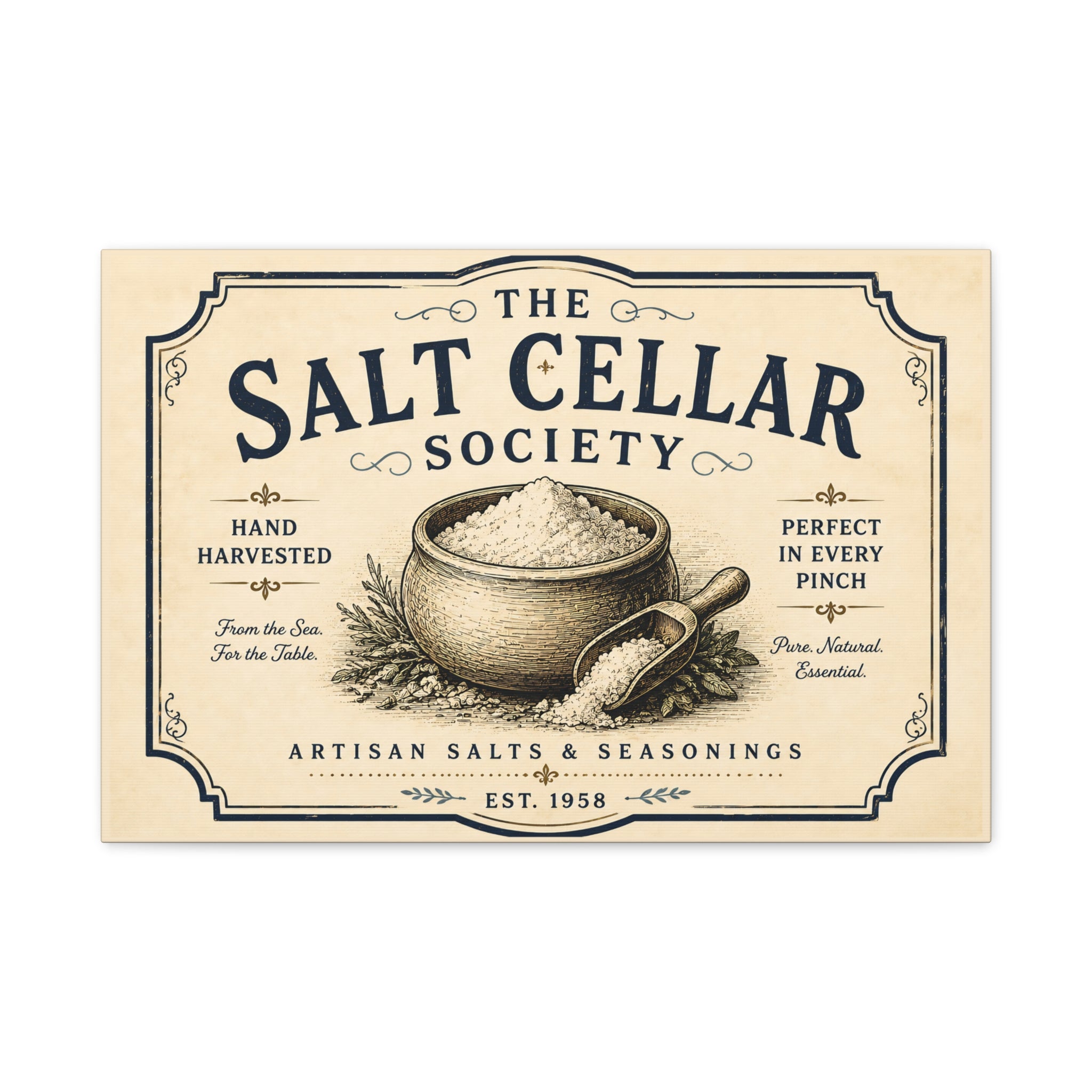 Salt Cellar Society Canvas Wall Art – Vintage Kitchen Spice Sign - Creations by Chris and Carlos