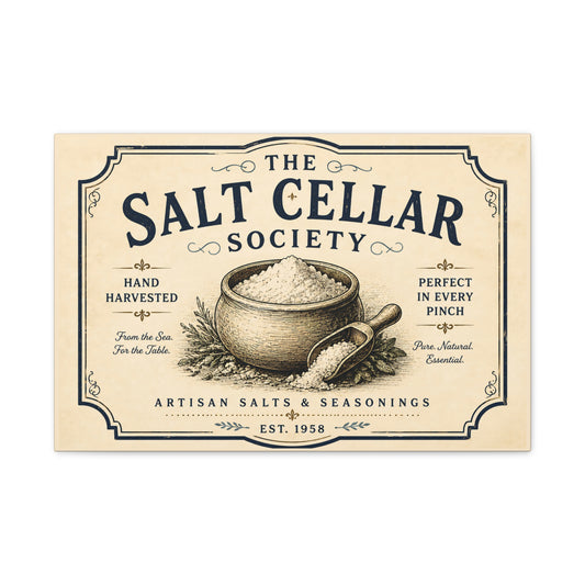 Salt Cellar Society Canvas Wall Art – Vintage Kitchen Spice Sign - Creations by Chris and Carlos