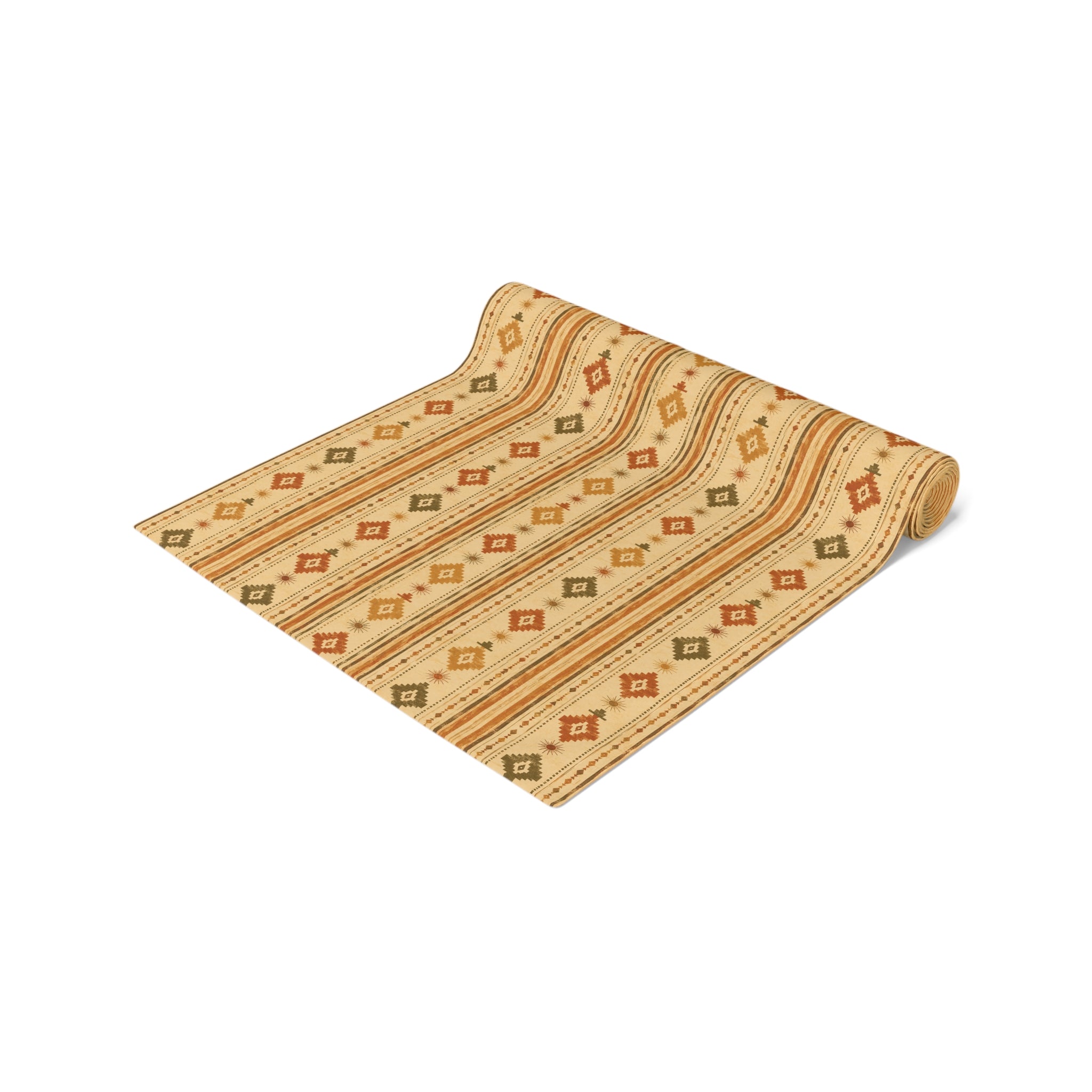 Southwestern Stripe Table Runner — Rustic Aztec Cotton-Poly Accent - Creations by Chris and Carlos