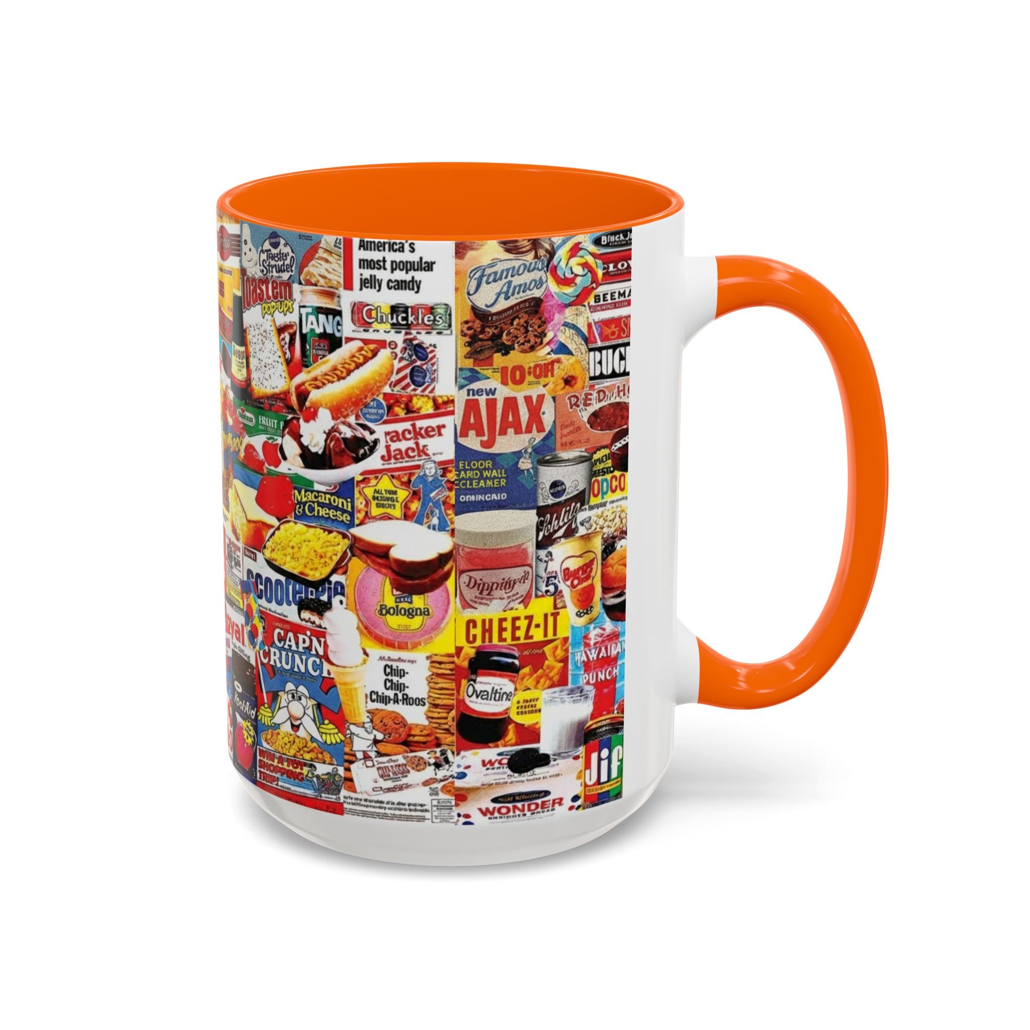 Retro Snack Collage Mug — Vintage Candy & Cereal Packaging Accent Coffee Mug - Creations by Chris and Carlos
