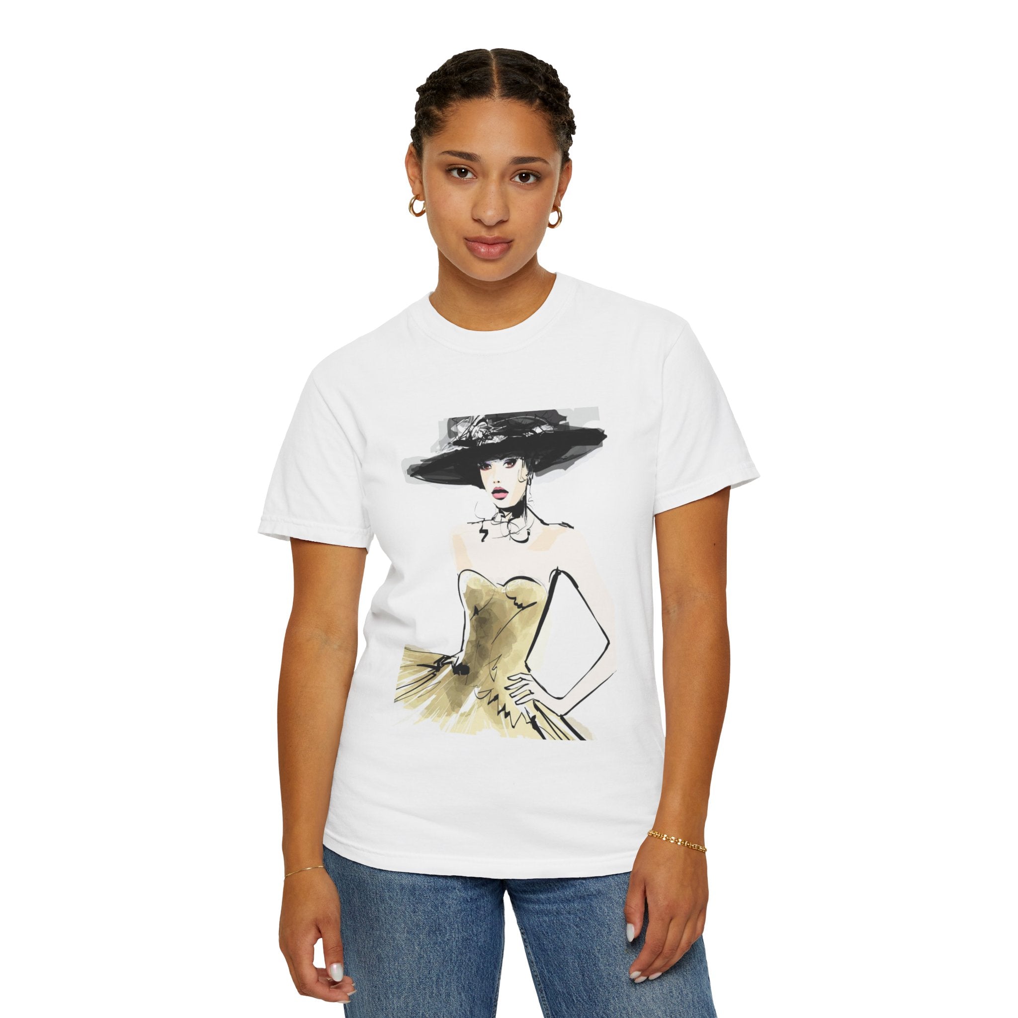 Fashion Illustration Tee — Vintage Chic Lady Graphic T-Shirt - Creations by Chris and Carlos