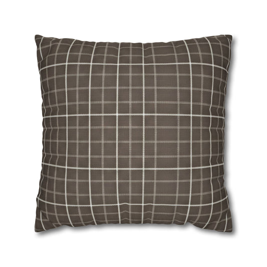 Brown Plaid Square Pillowcase — Cozy Farmhouse Throw Pillow Cover - Creations by Chris and Carlos