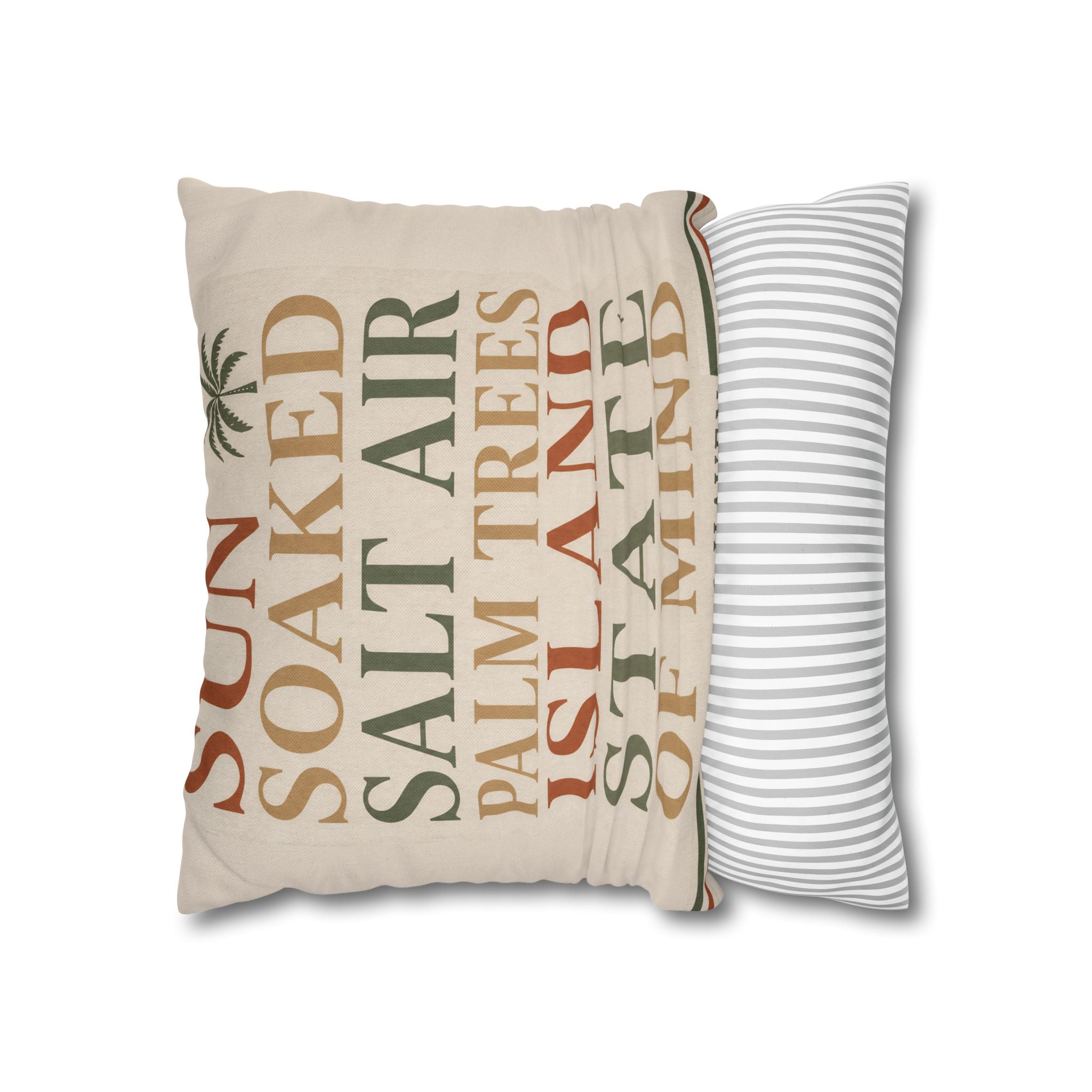Island State of Mind Throw Pillowcase — Sun Soaked Salt Air Palm Trees Decorative Cover - Creations by Chris and Carlos