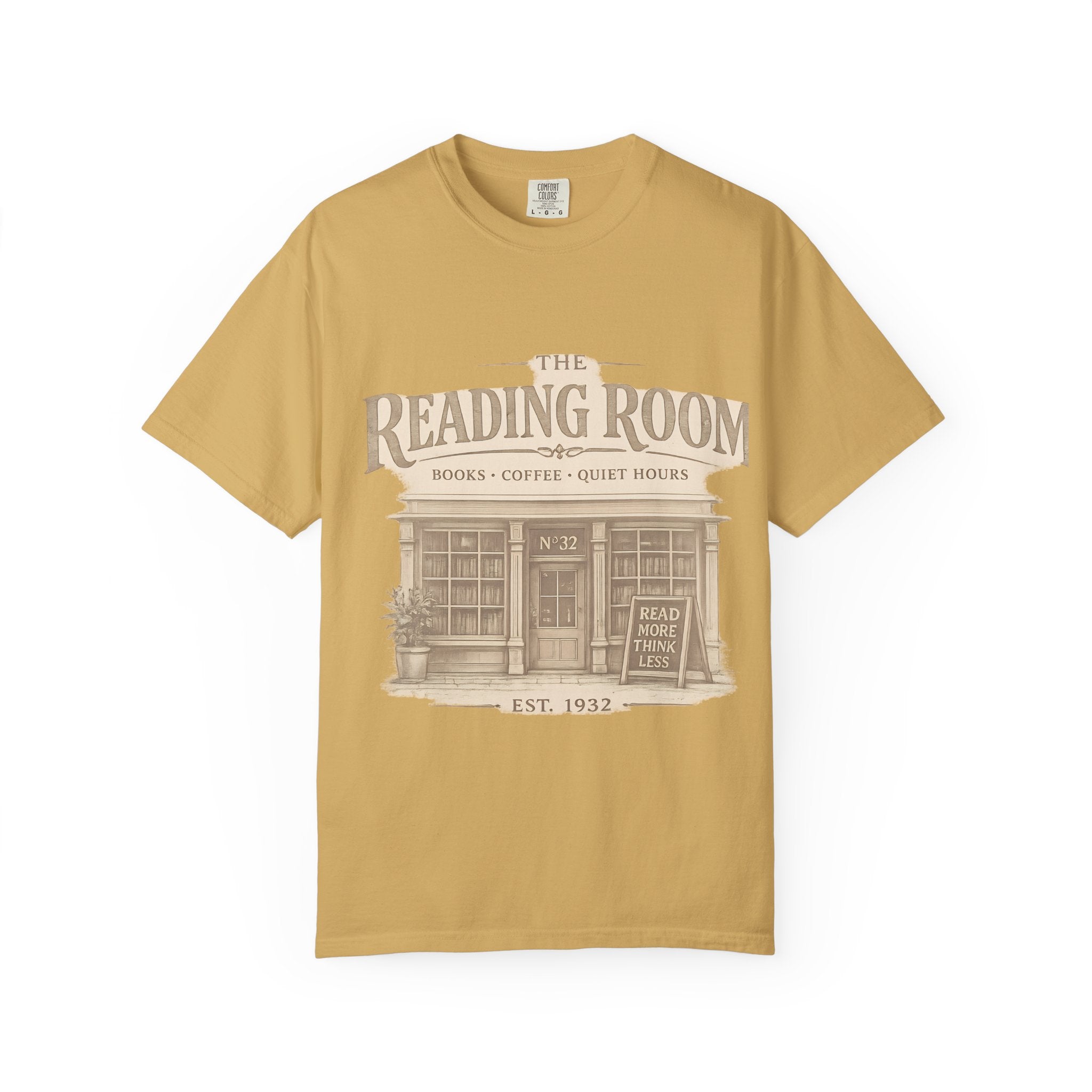Reading Room T-Shirt – Vintage Bookshop Cafe Graphic Tee ("The Reading Room") - Creations by Chris and Carlos