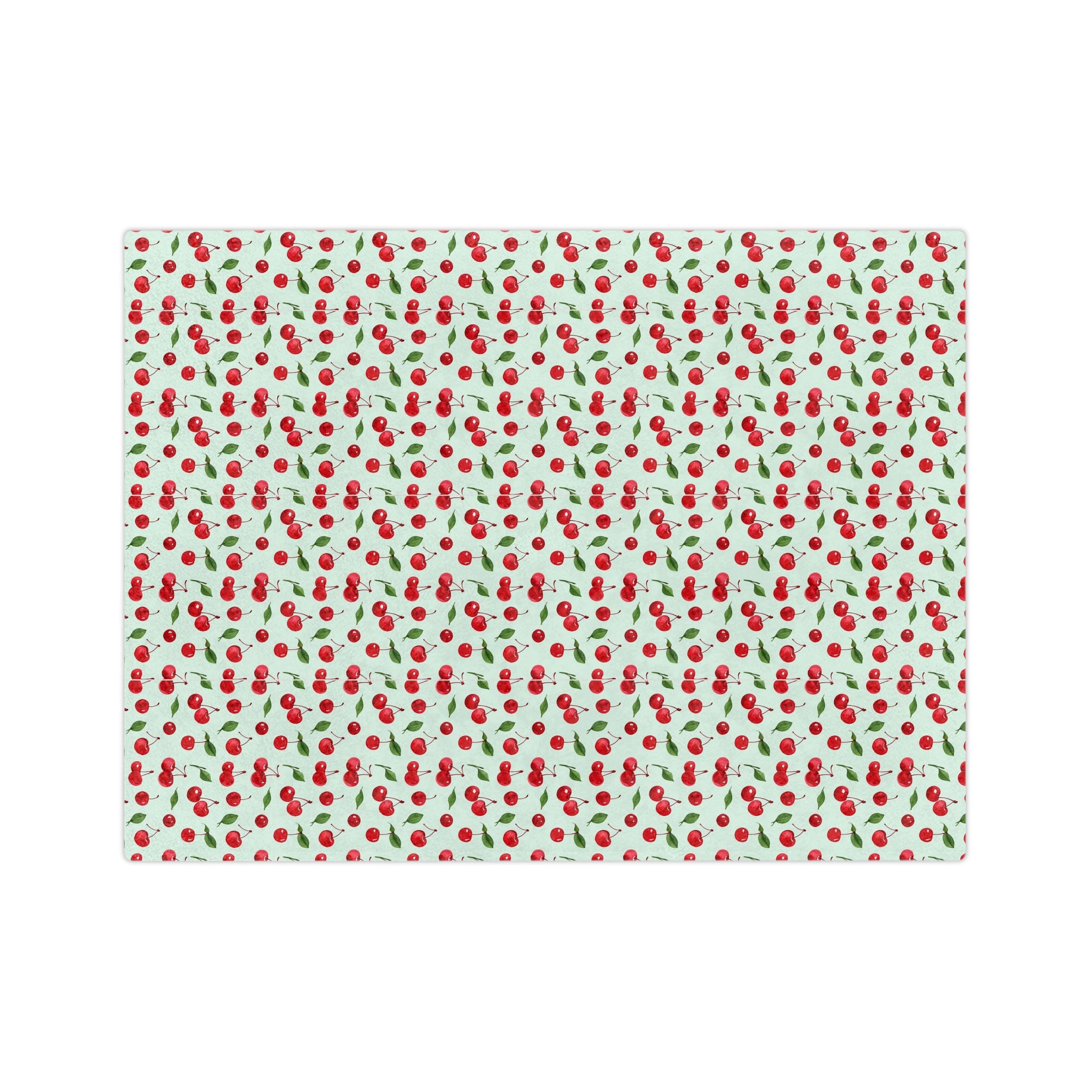 The Sugar Shack Diner Cherry Pattern Velveteen Microfiber Blanket — Cute Retro Fruit Throw - Creations by Chris and Carlos