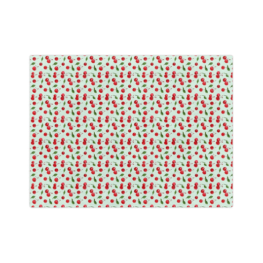 The Sugar Shack Diner Cherry Pattern Velveteen Microfiber Blanket — Cute Retro Fruit Throw - Creations by Chris and Carlos