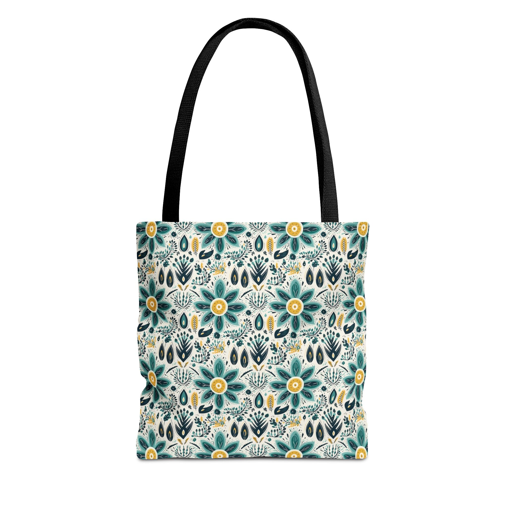 Sol y Alegría (Sun and Joy) Collection- Cactus Succulent Pattern Microfiber Blanket Soft Velveteen Throw for Home & Garden Lovers Floral Folk Art Tote Bag — Teal & Mustard All-Over Print - Creations by Chris and Carlos