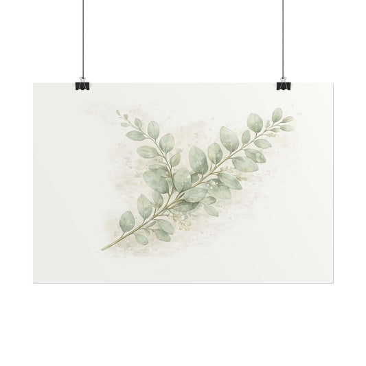 Botanical Eucalyptus Poster — Watercolor Green Leaf Wall Art - Creations by Chris and Carlos