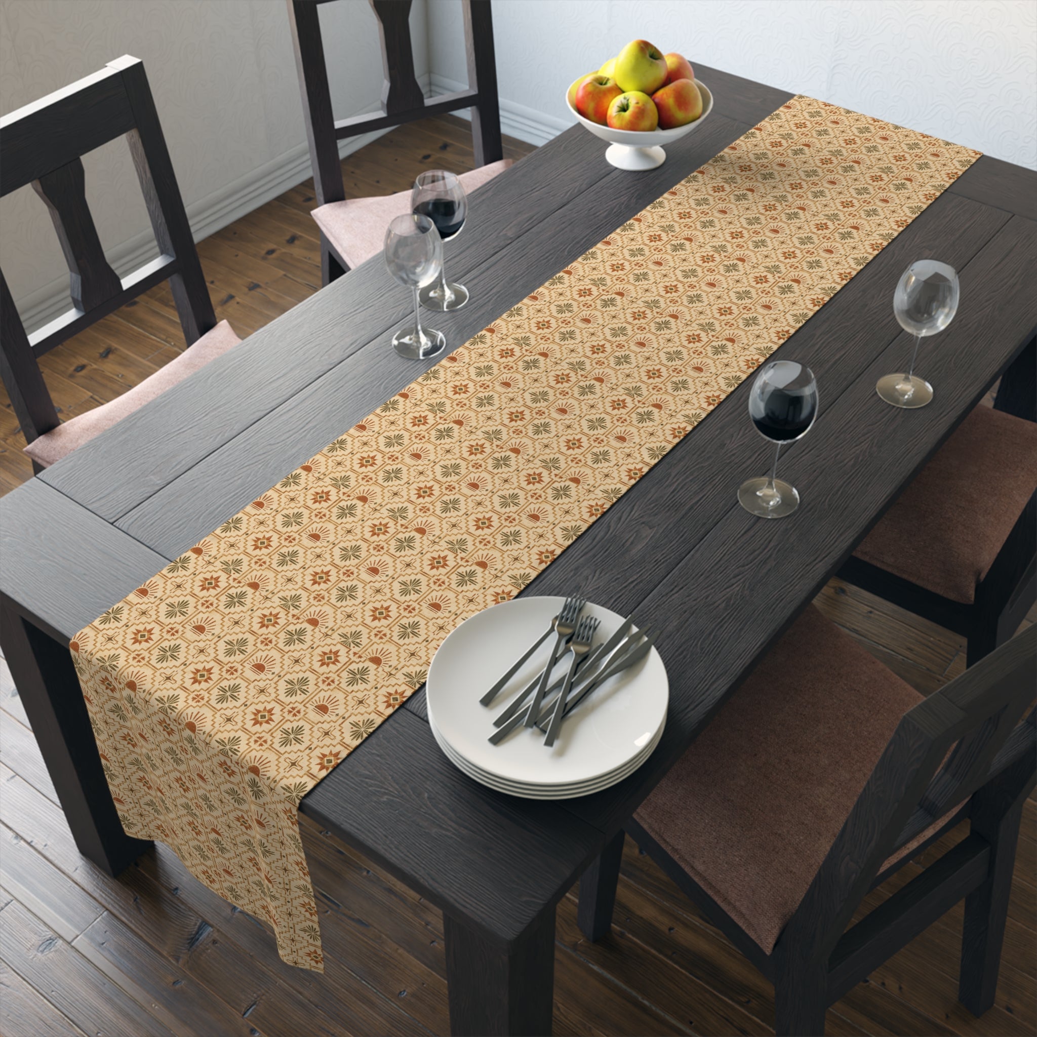 Southwestern Pattern Cotton-Poly Table Runner — Rustic Geometric Decor - Creations by Chris and Carlos