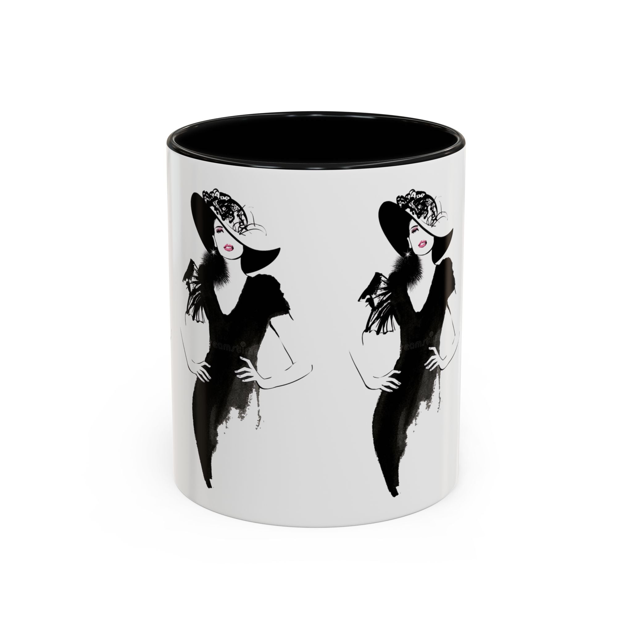 Elegant Lady Fashion Coffee Mug – Vintage Chic Black & White Accent - Creations by Chris and Carlos