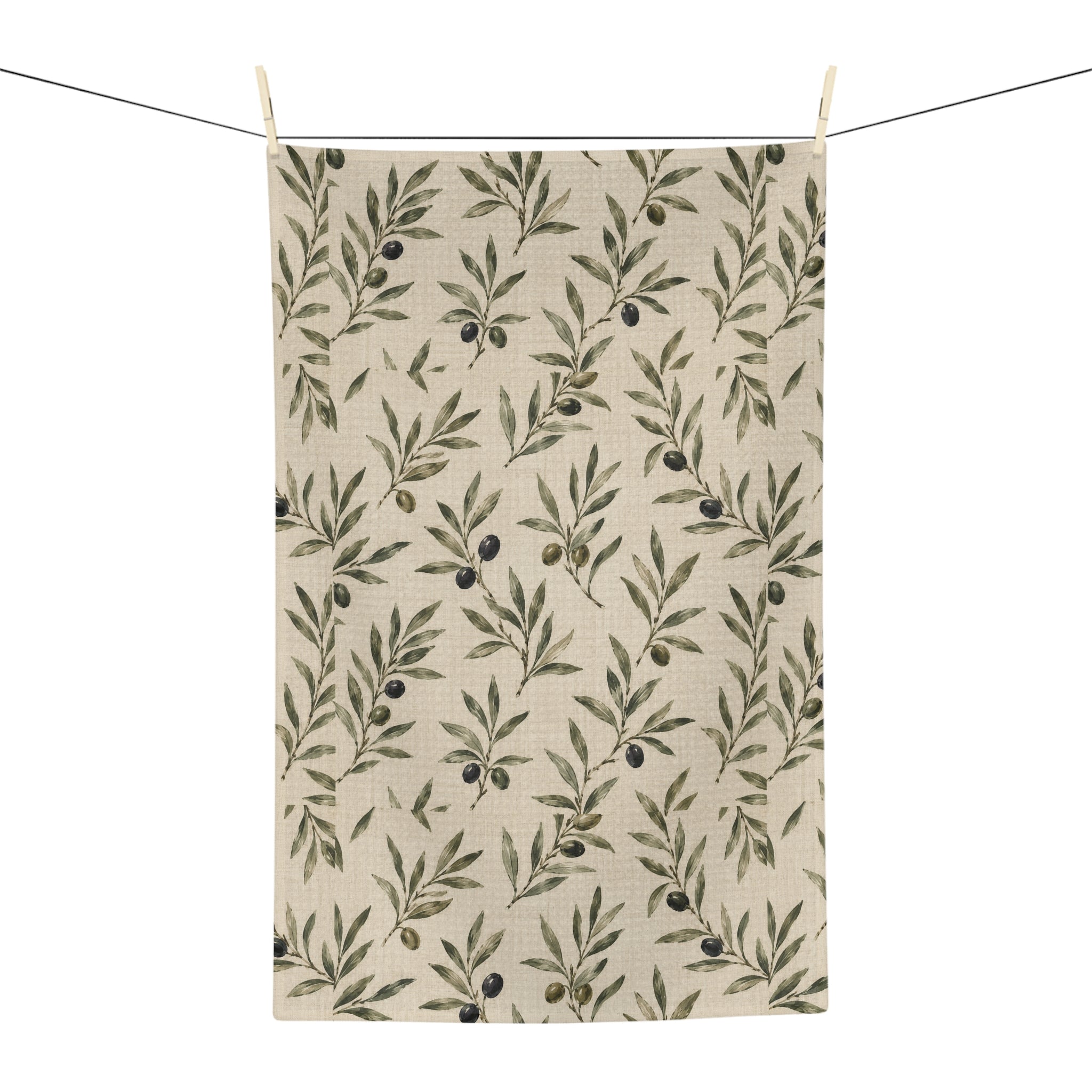Olive Branch Microfiber Tea Towel — Botanical Kitchen Linen - Creations by Chris and Carlos
