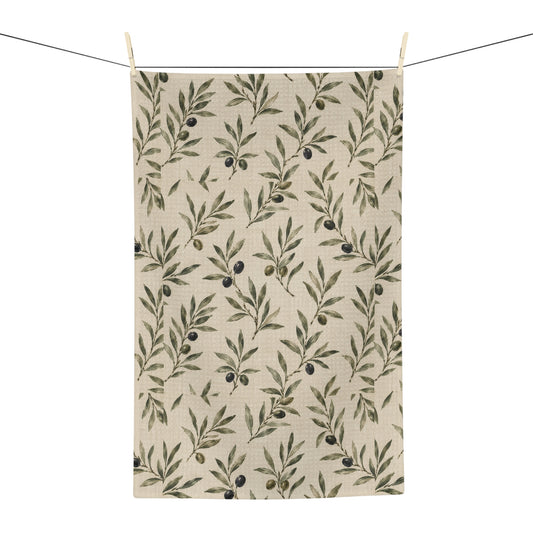 Olive Branch Microfiber Tea Towel — Botanical Kitchen Linen - Creations by Chris and Carlos
