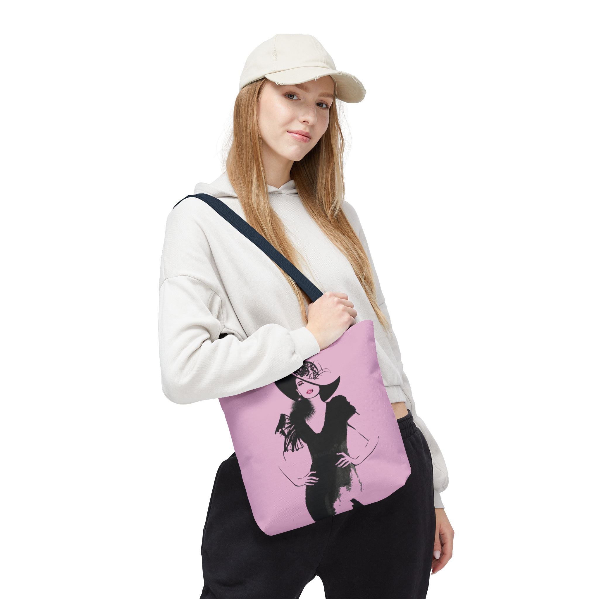 Fashion Illustration Tote Bag — Chic Pink Lady Print - Creations by Chris and Carlos