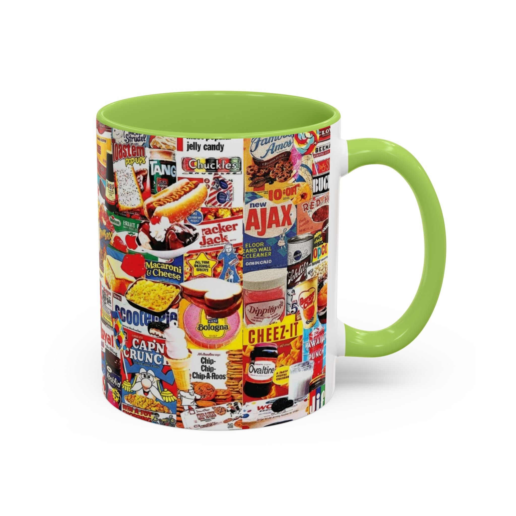Retro Snack Collage Mug — Vintage Candy & Cereal Packaging Accent Coffee Mug - Creations by Chris and Carlos