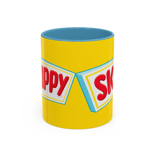 Skippy Retro Logo Coffee Mug — Yellow Accent Peanut Butter Inspired 11/15oz - Creations by Chris and Carlos