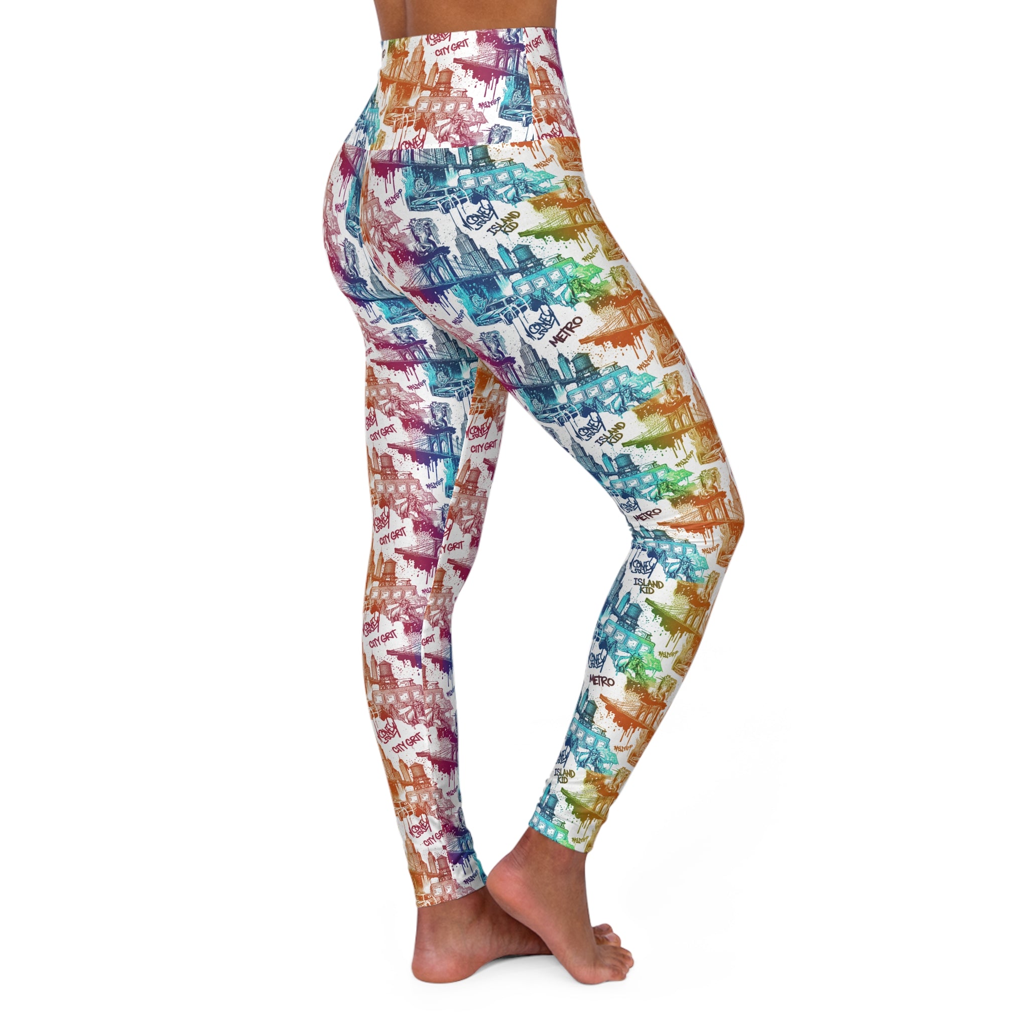 High-Waisted Yoga Leggings — Ombre Abstract Print - Creations by Chris and Carlos