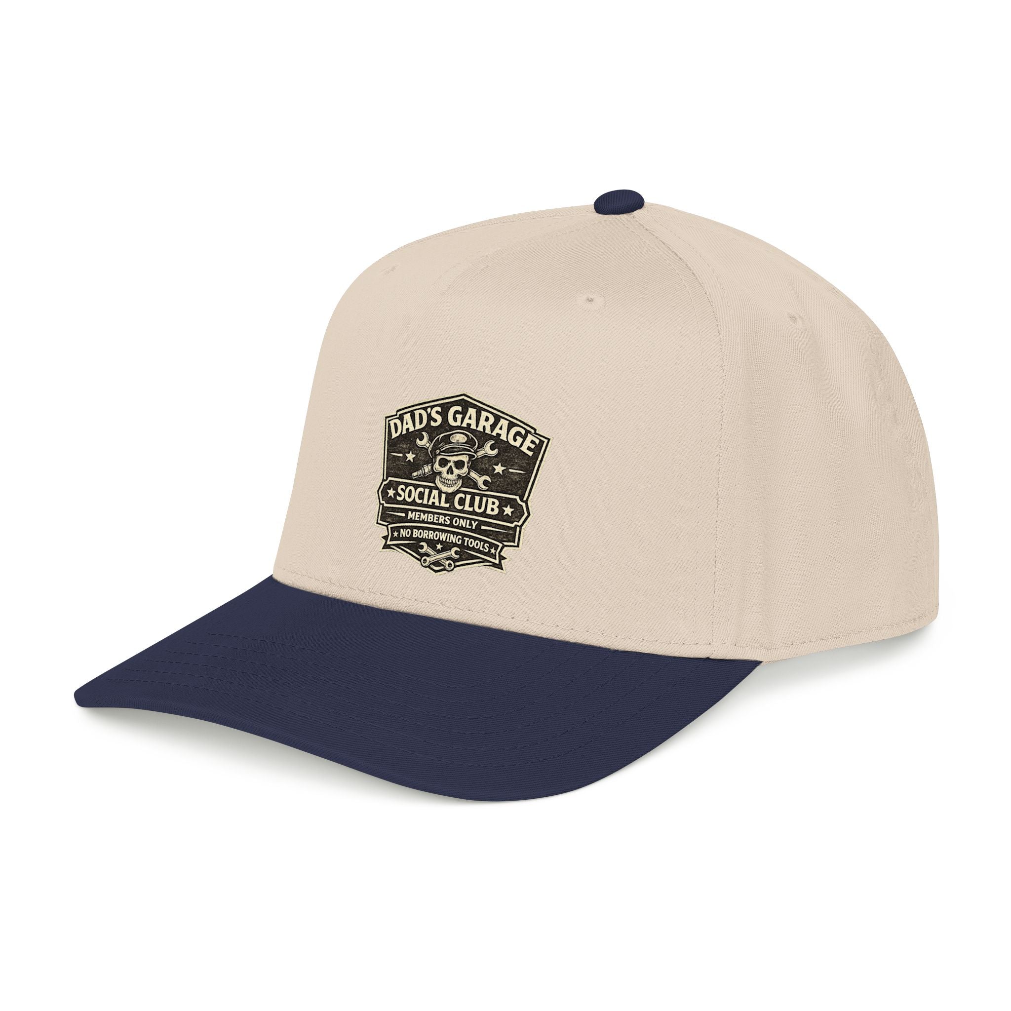 Dad's Garage Social Club Baseball Cap — Vintage Mechanic Snapback Hat - Creations by Chris and Carlos