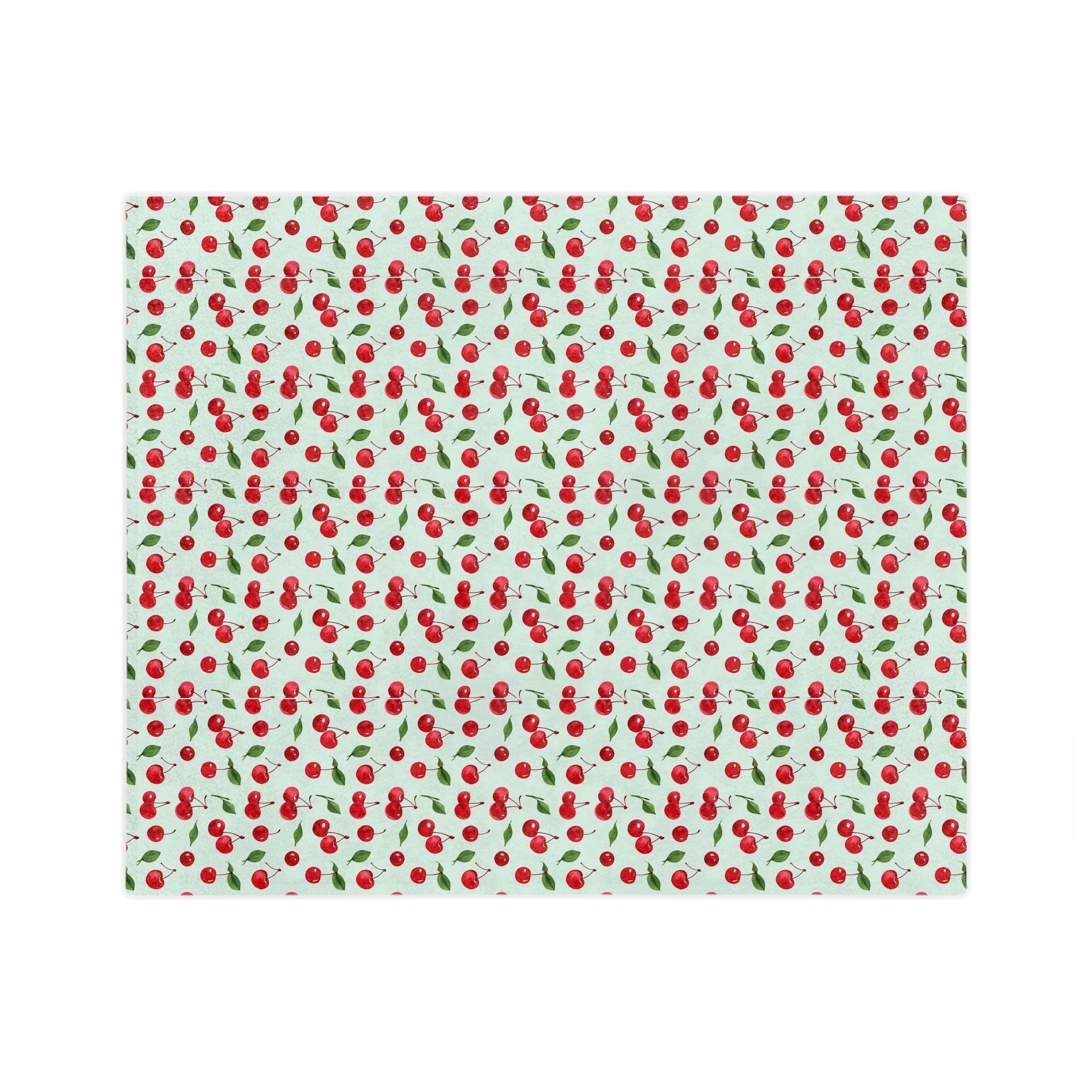 The Sugar Shack Diner Cherry Pattern Velveteen Microfiber Blanket — Cute Retro Fruit Throw - Creations by Chris and Carlos