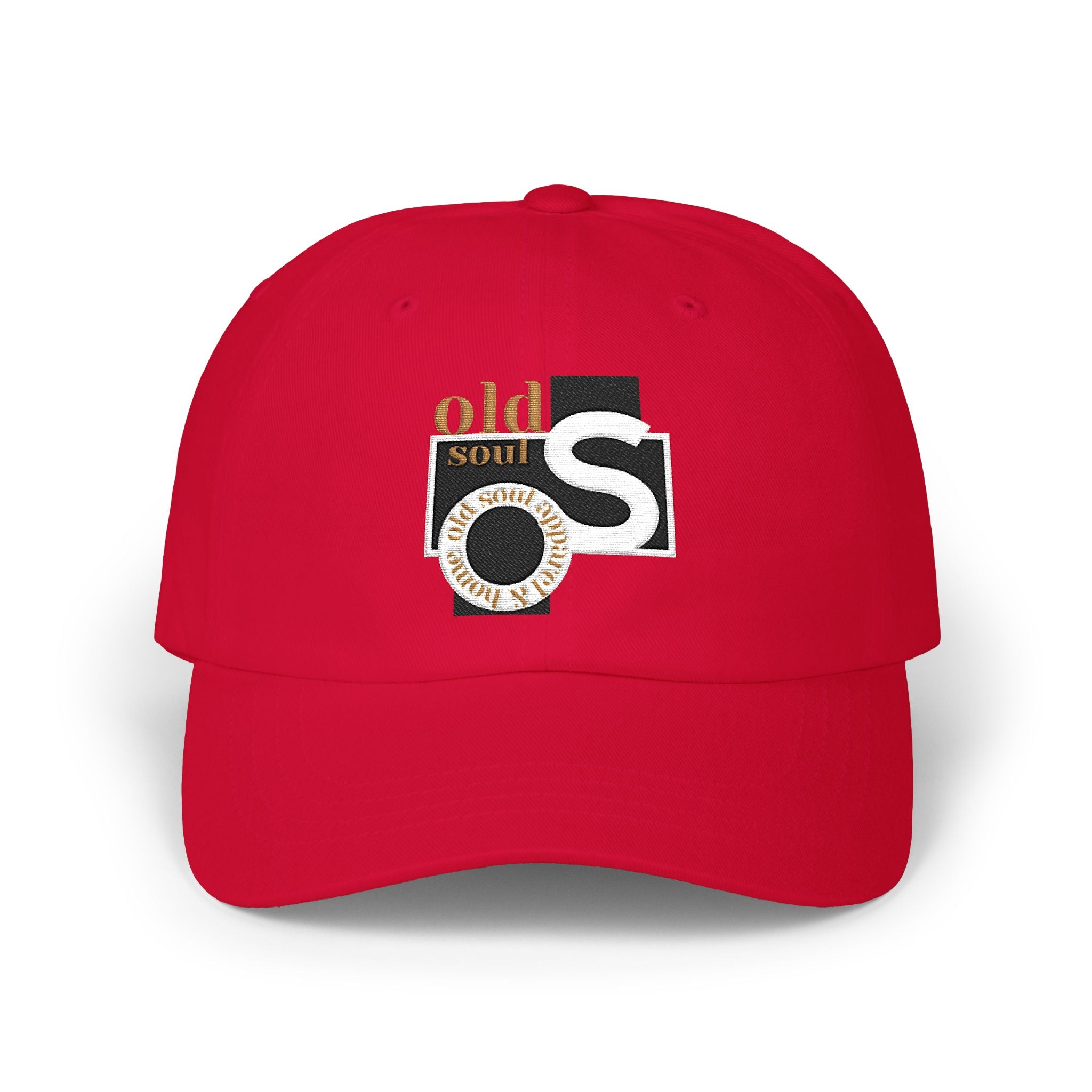 Classic Dad Cap – 'Old Soul' Retro Block Logo Embroidered Baseball Hat - Creations by Chris and Carlos
