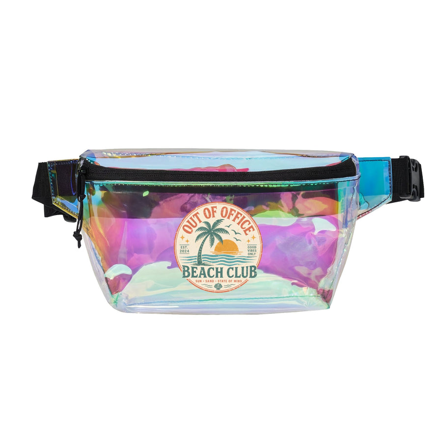 Clear Beach Club Fanny Pack - "Out of Office" Transparent Waist Bag