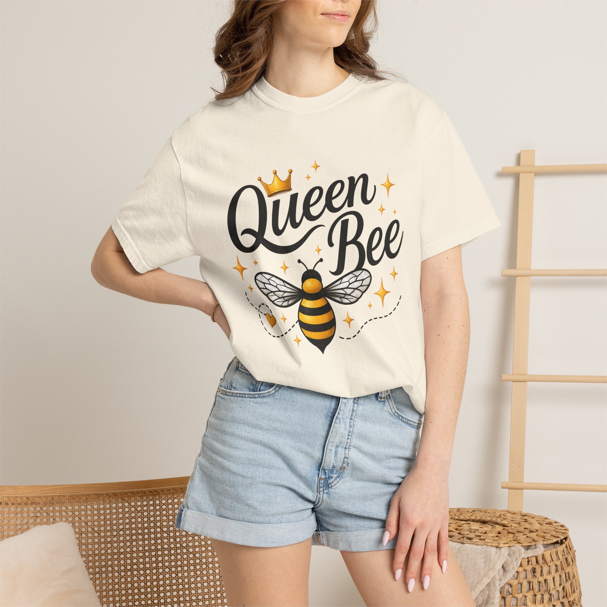 Queen Bee T-Shirt — Cute Crowned Bee Graphic Tee for Women - Creations by Chris and Carlos