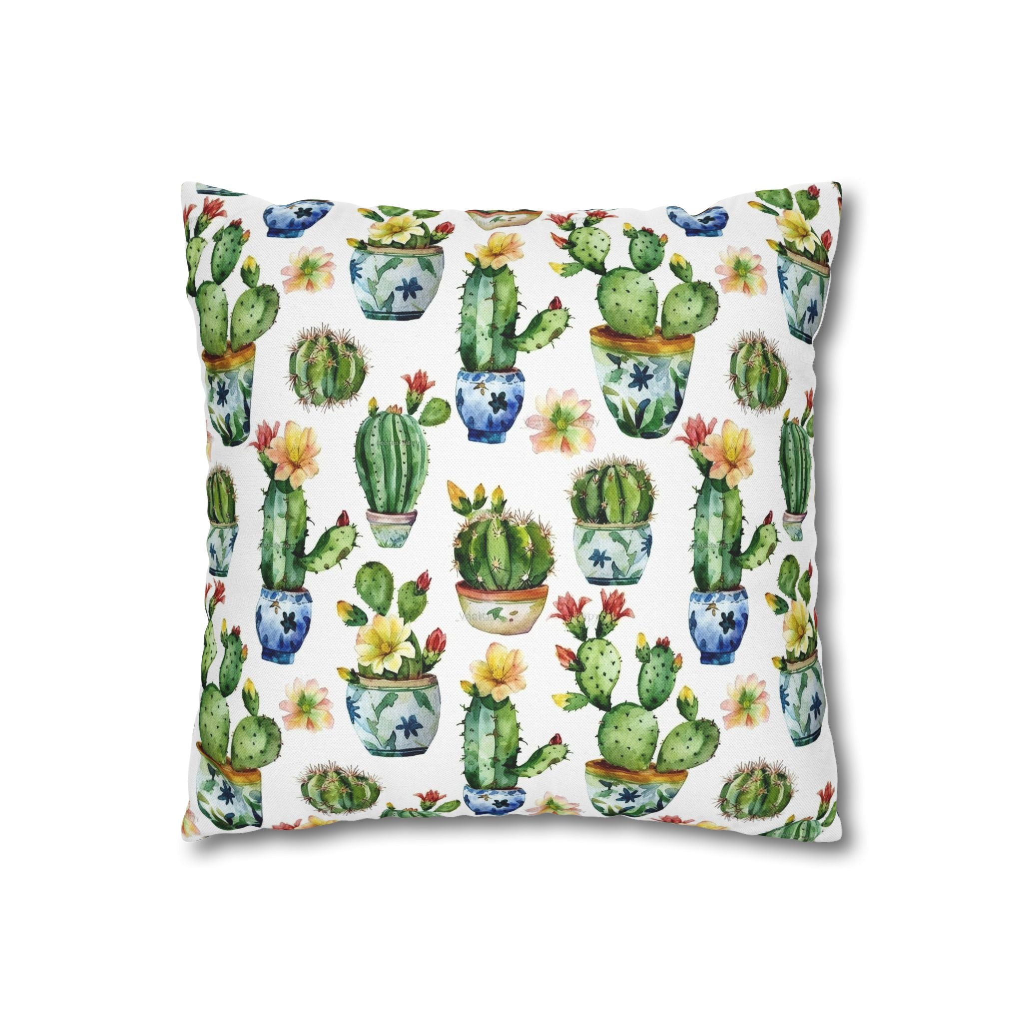 Sol y Alegría (Sun and Joy) Collection- Cactus Succulent Pattern Microfiber Blanket Soft Velveteen Throw for Home & Garden Lovers - Creations by Chris and Carlos