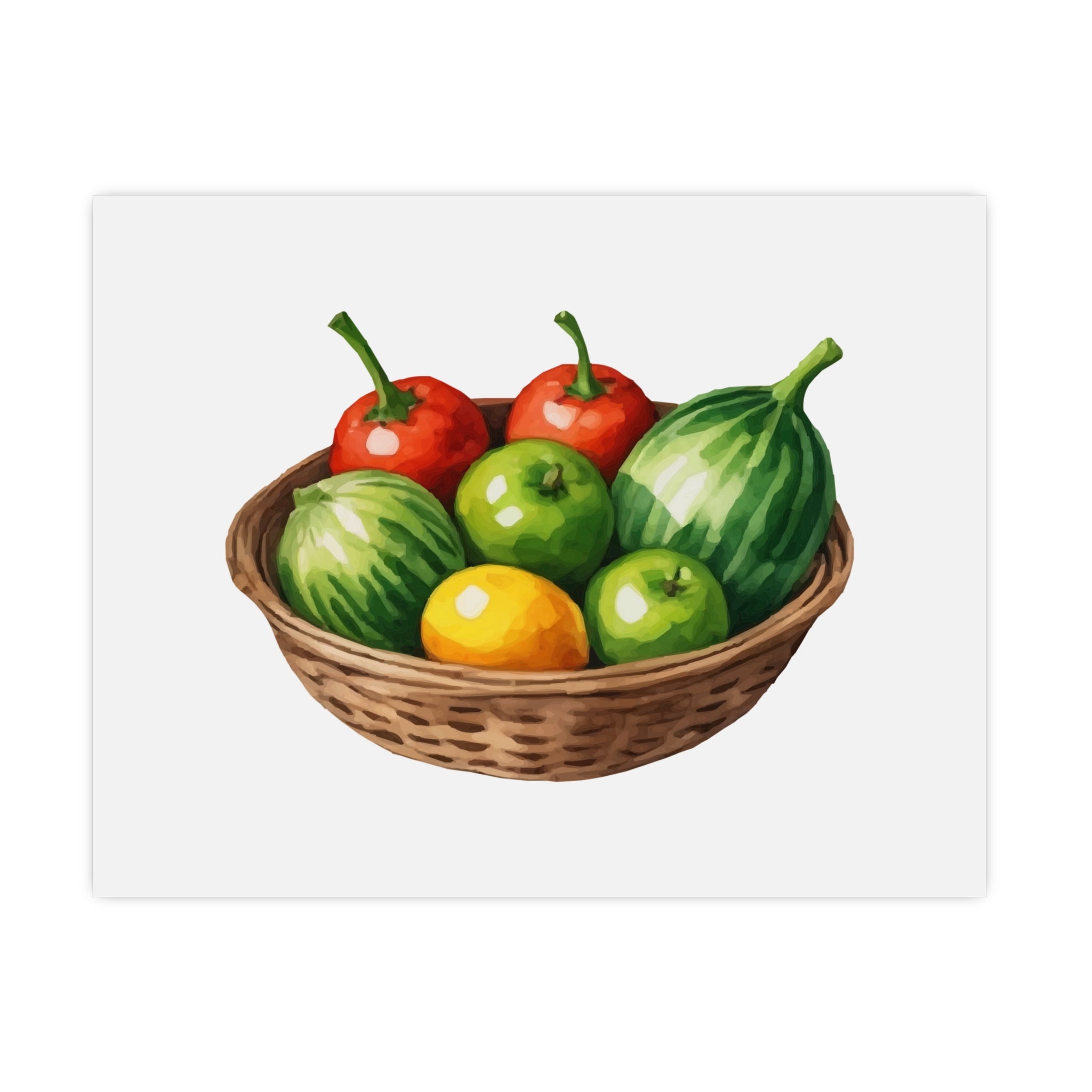 Fruit Basket Matte Poster — Watercolor Kitchen Wall Art - Creations by Chris and Carlos