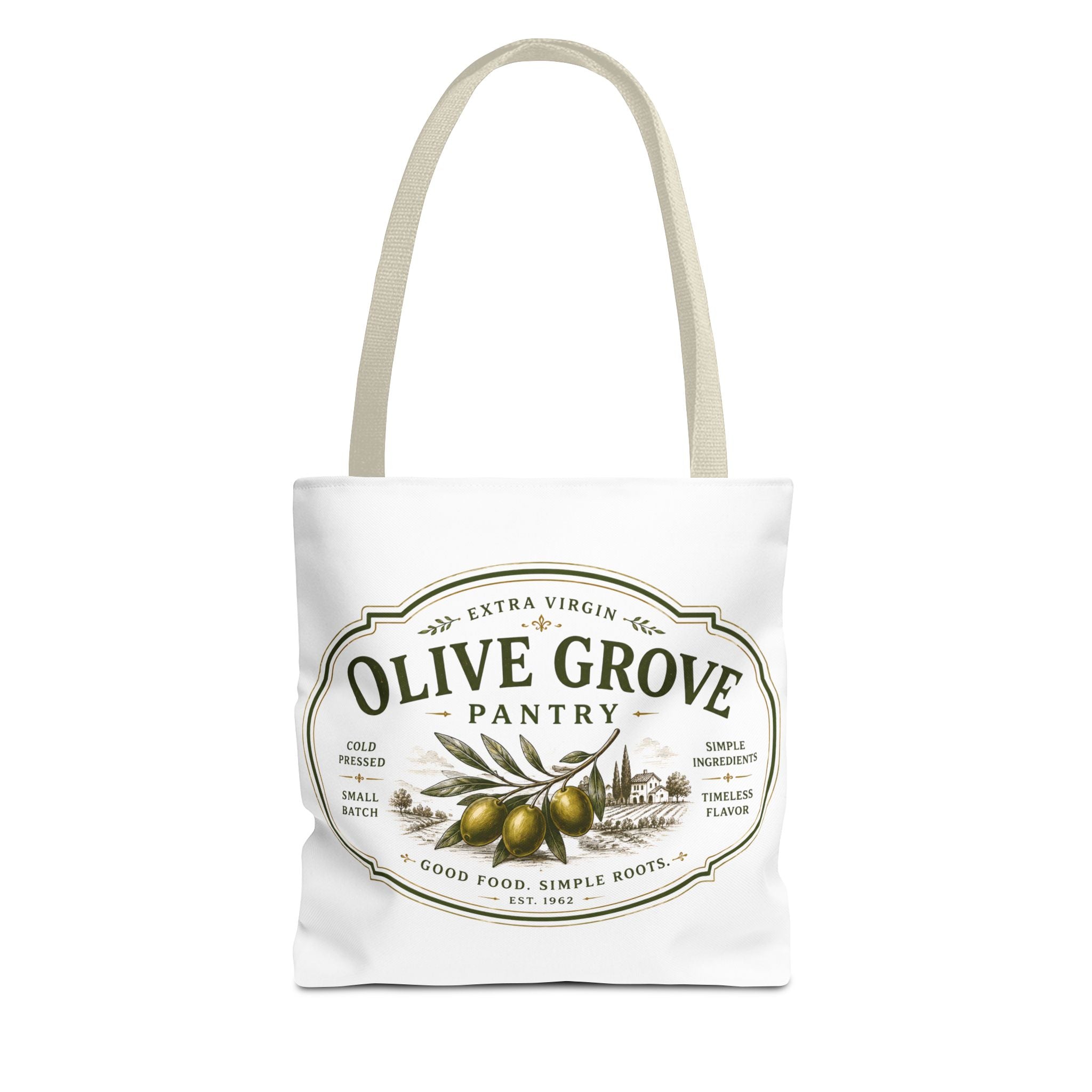 Olive Grove Pantry Tote Bag — Vintage Olive Oil Market Grocery Tote - Creations by Chris and Carlos