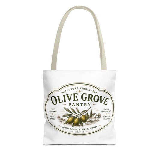 Olive Grove Pantry Tote Bag — Vintage Olive Oil Market Grocery Tote - Creations by Chris and Carlos