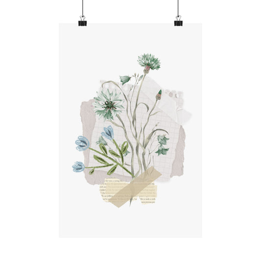 Briarwood Garden Botanical Collage Matte Poster — Vintage Wildflower Art Print (Vertical) - Creations by Chris and Carlos