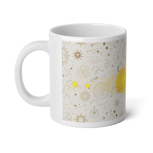 Solar Phases 20oz Jumbo Mug — Golden Sun & Celestial Stars Design - Creations by Chris and Carlos