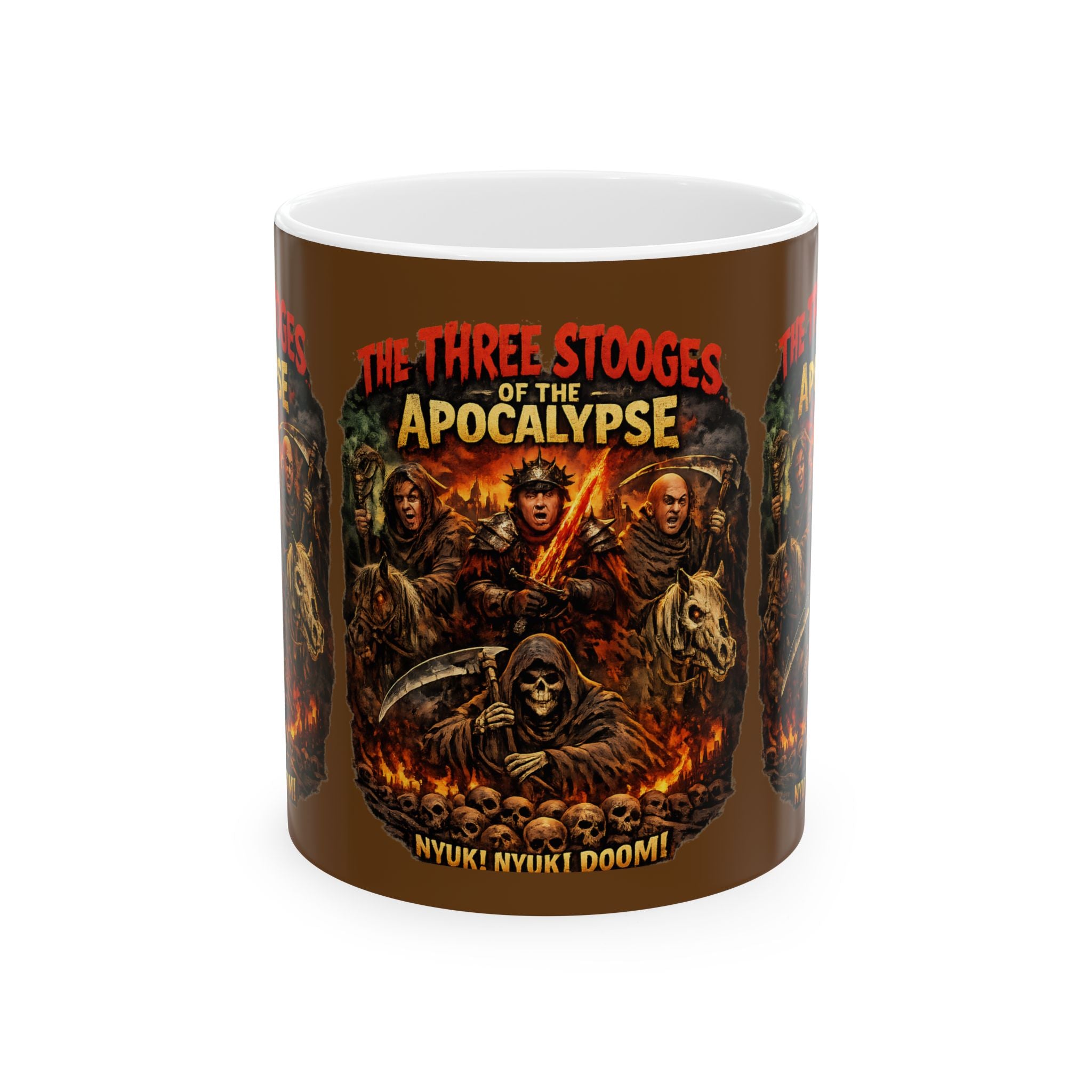 The Three Stooges of the Apocalypse Ceramic Mug – Vintage Horror Comedy Coffee Cup (11oz/15oz) - Creations by Chris and Carlos