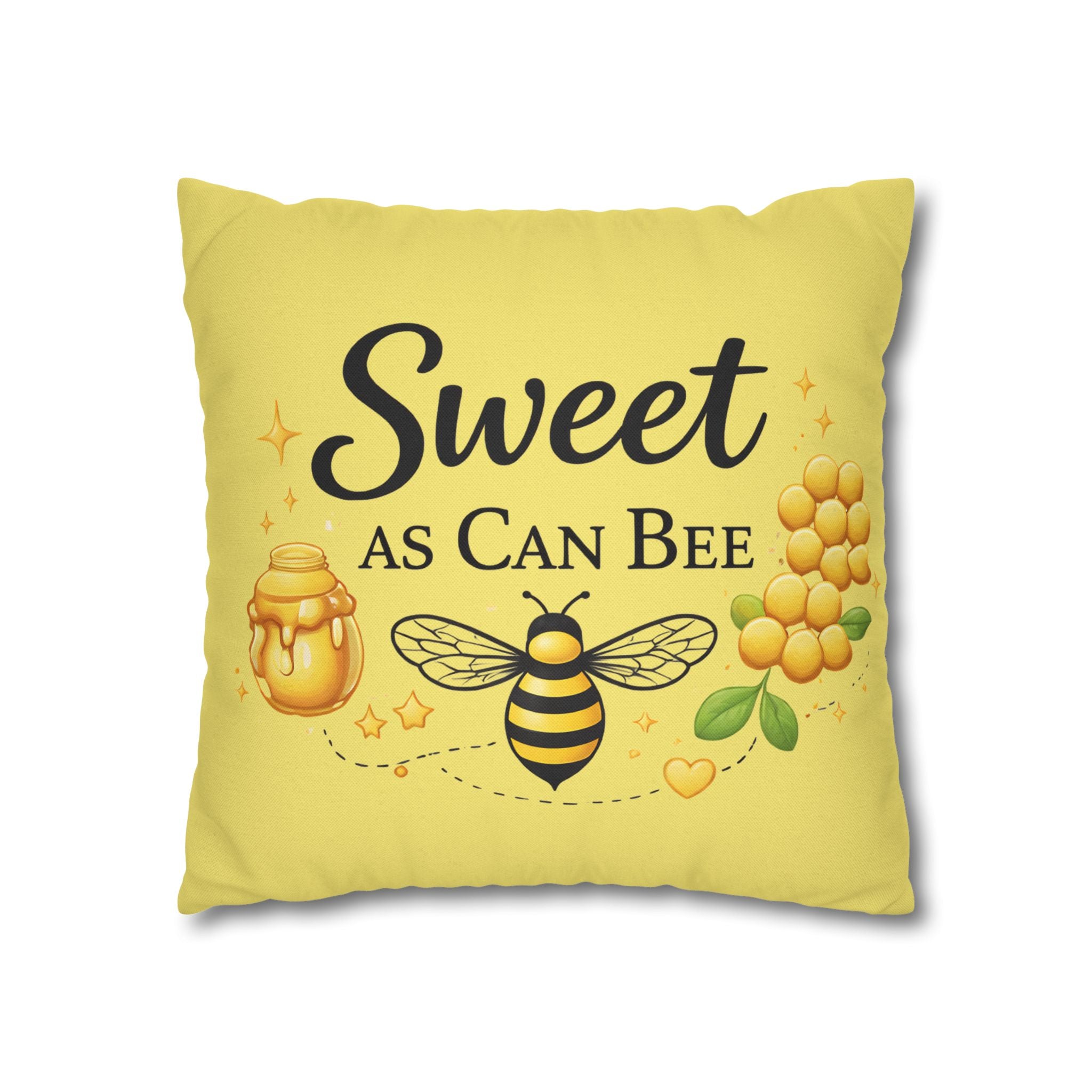 Honey Bee Decorative Pillowcase – Yellow Floral Bee Accent Cushion Cover - Creations by Chris and Carlos