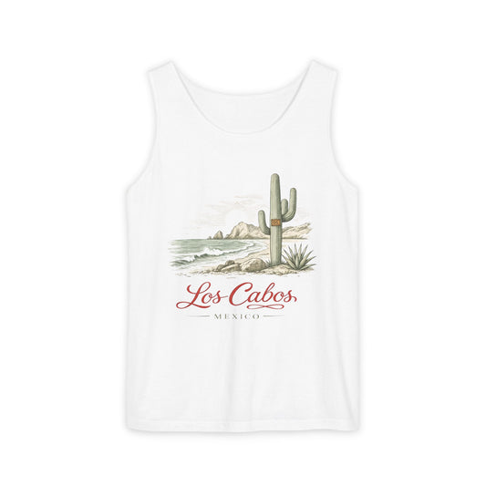 Los Cabos Cactus Beach Tank Top — Vintage Desert Coastal Vacation Tee - Creations by Chris and Carlos