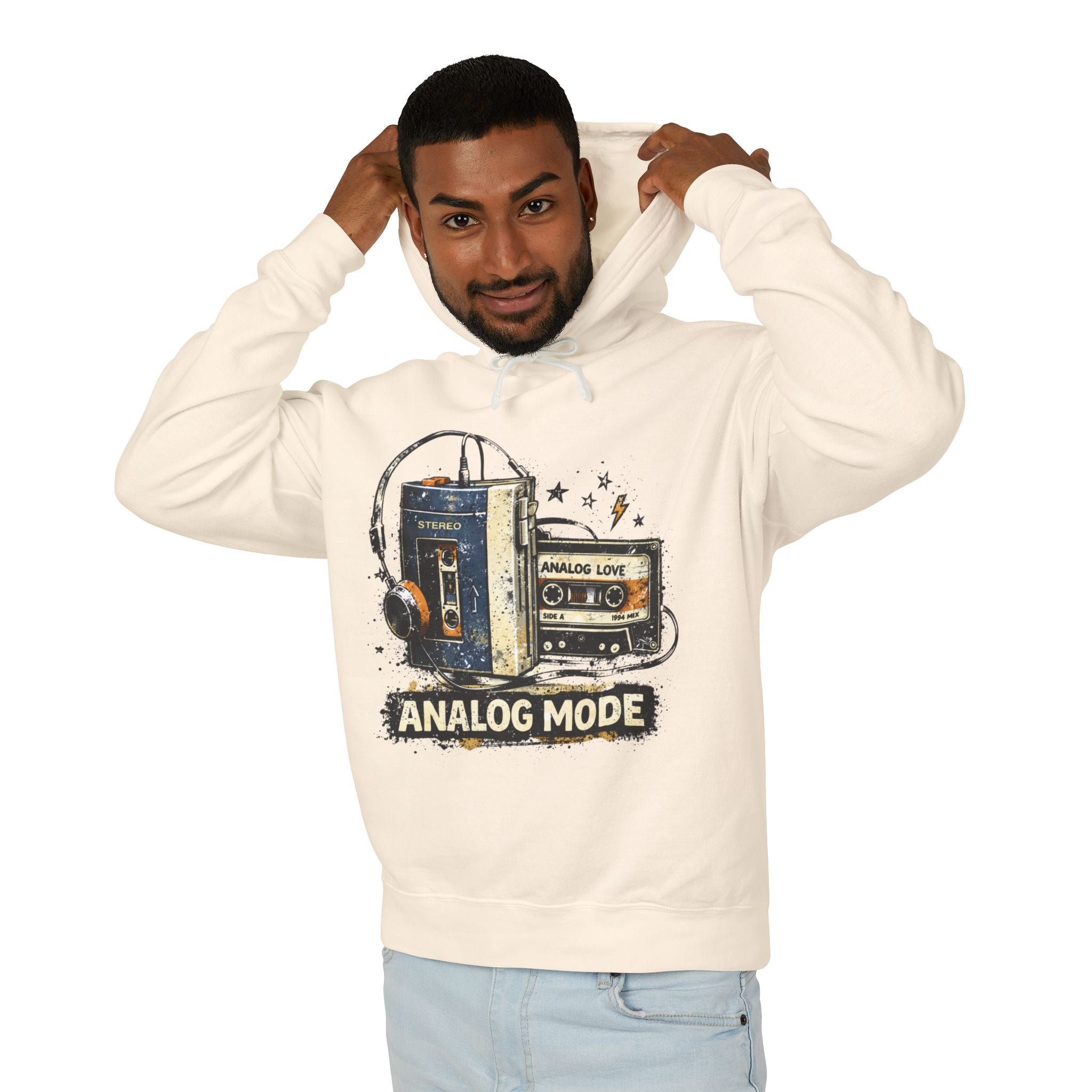 Analog Mode Hoodie — Retro Cassette & Walkman Vintage Music Pullover - Creations by Chris and Carlos