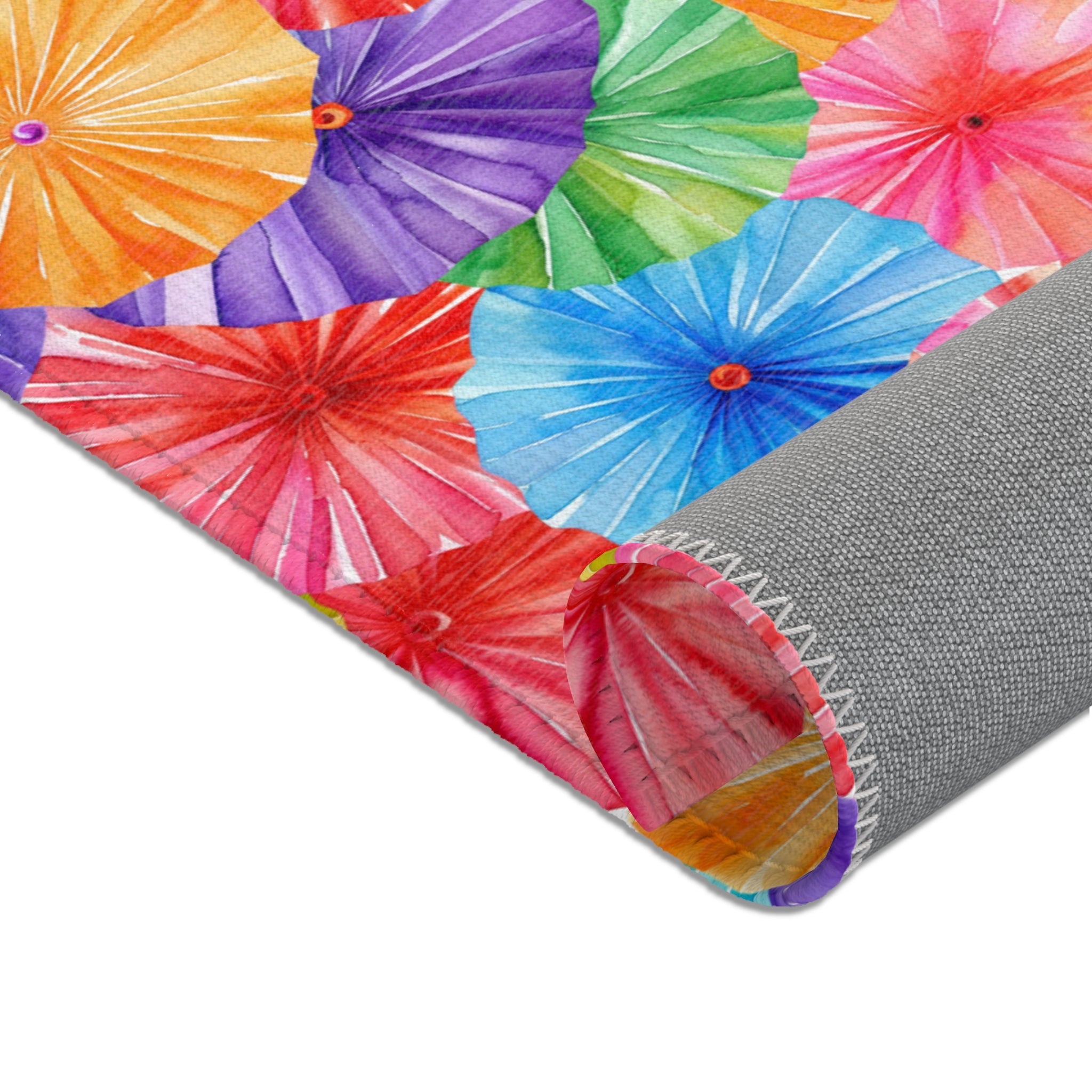Sol y Alegría (Sun and Joy) Collection- Vibrant Umbrella Pattern Area Rug — Colorful Tropical Beach Vibe Accent Rug - Creations by Chris and Carlos