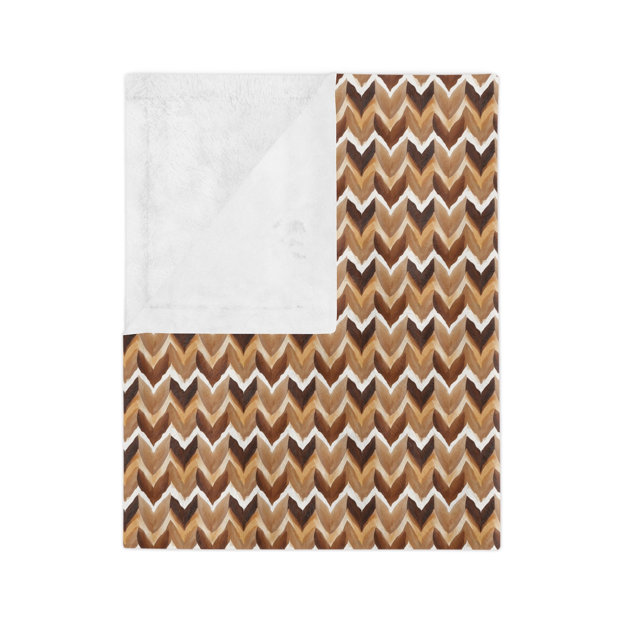 Chevron Knit Velvet Throw Blanket — Cozy Brown Microfiber Blanket - Creations by Chris and Carlos