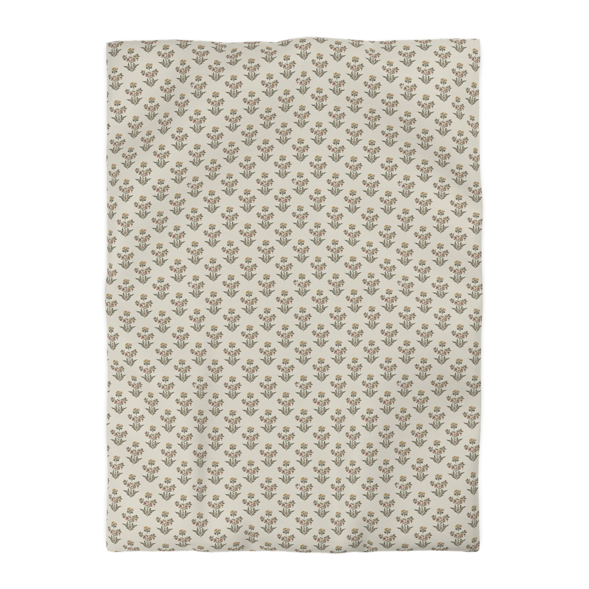 Neutral Floral Pattern Microfiber Duvet Cover — Minimal Boho Bedding - Creations by Chris and Carlos