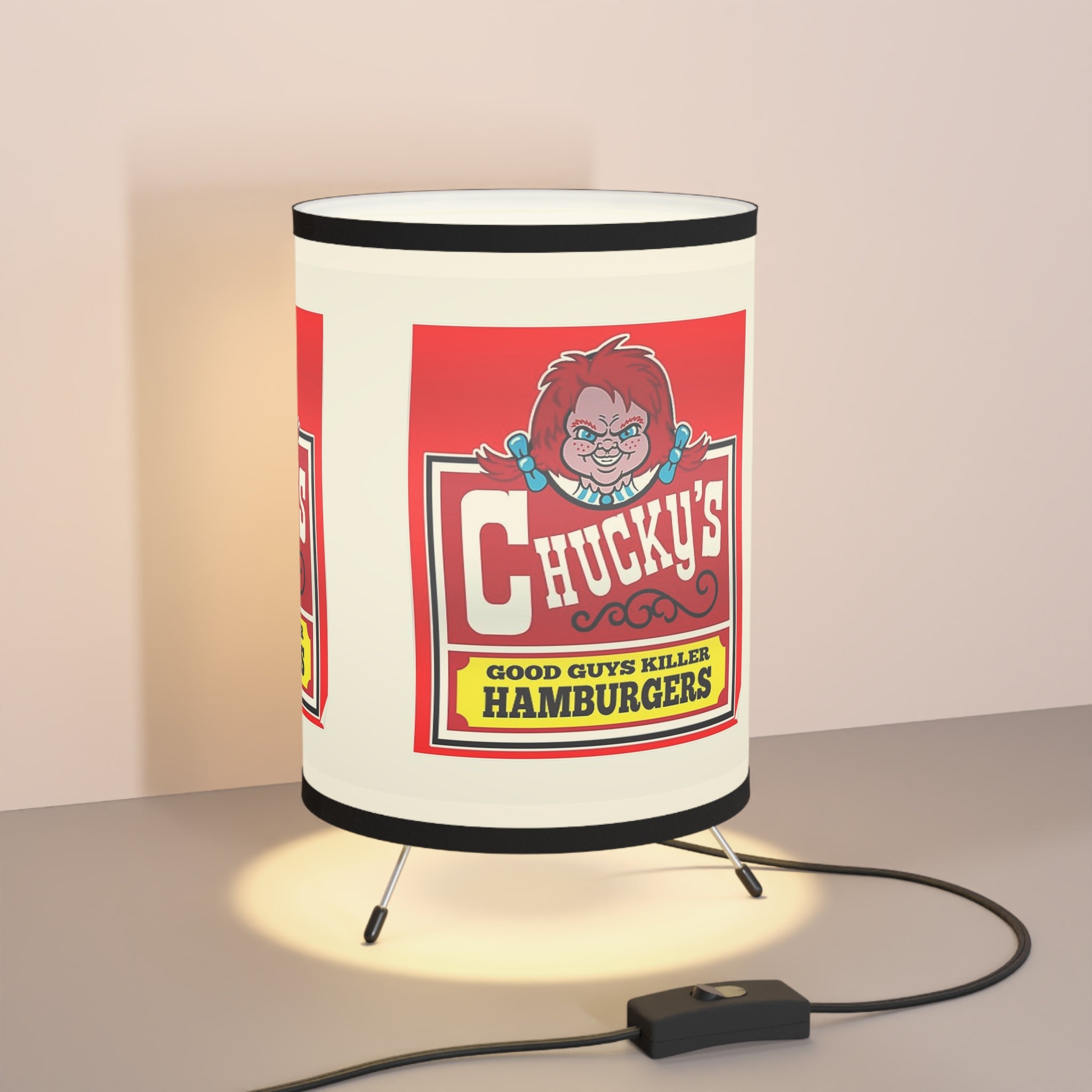 Chuckys Hamburgersr- Tripod Lamp with High-Res Printed Shade, US\CA plug - Creations by Chris and Carlos