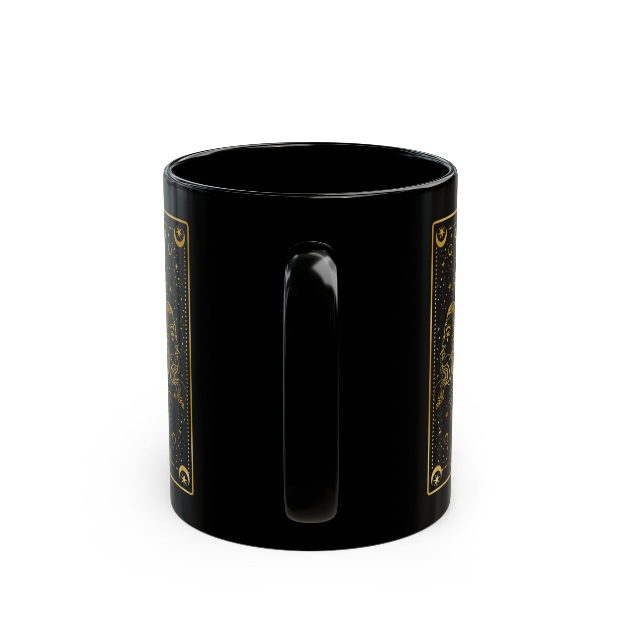 Gemini Zodiac Black Mug — Gold Astrology Tarot Card Design (11oz, 15oz) - Creations by Chris and Carlos