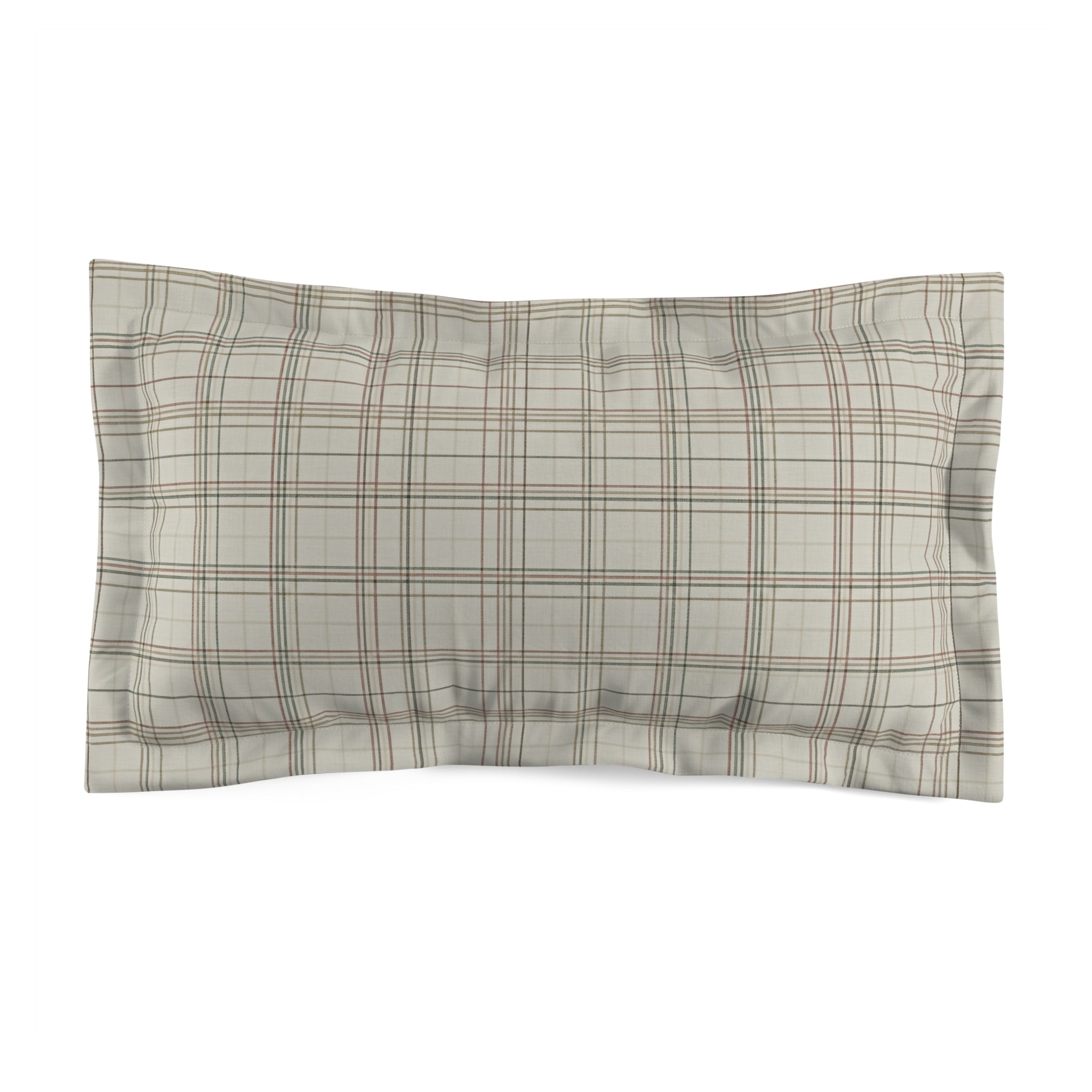 Briarwood Garden Plaid Microfiber Pillow Sham — Neutral Taupe Check Decorative Sham - Creations by Chris and Carlos