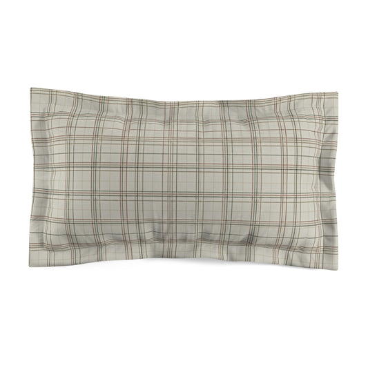 Briarwood Garden Plaid Microfiber Pillow Sham — Neutral Taupe Check Decorative Sham - Creations by Chris and Carlos