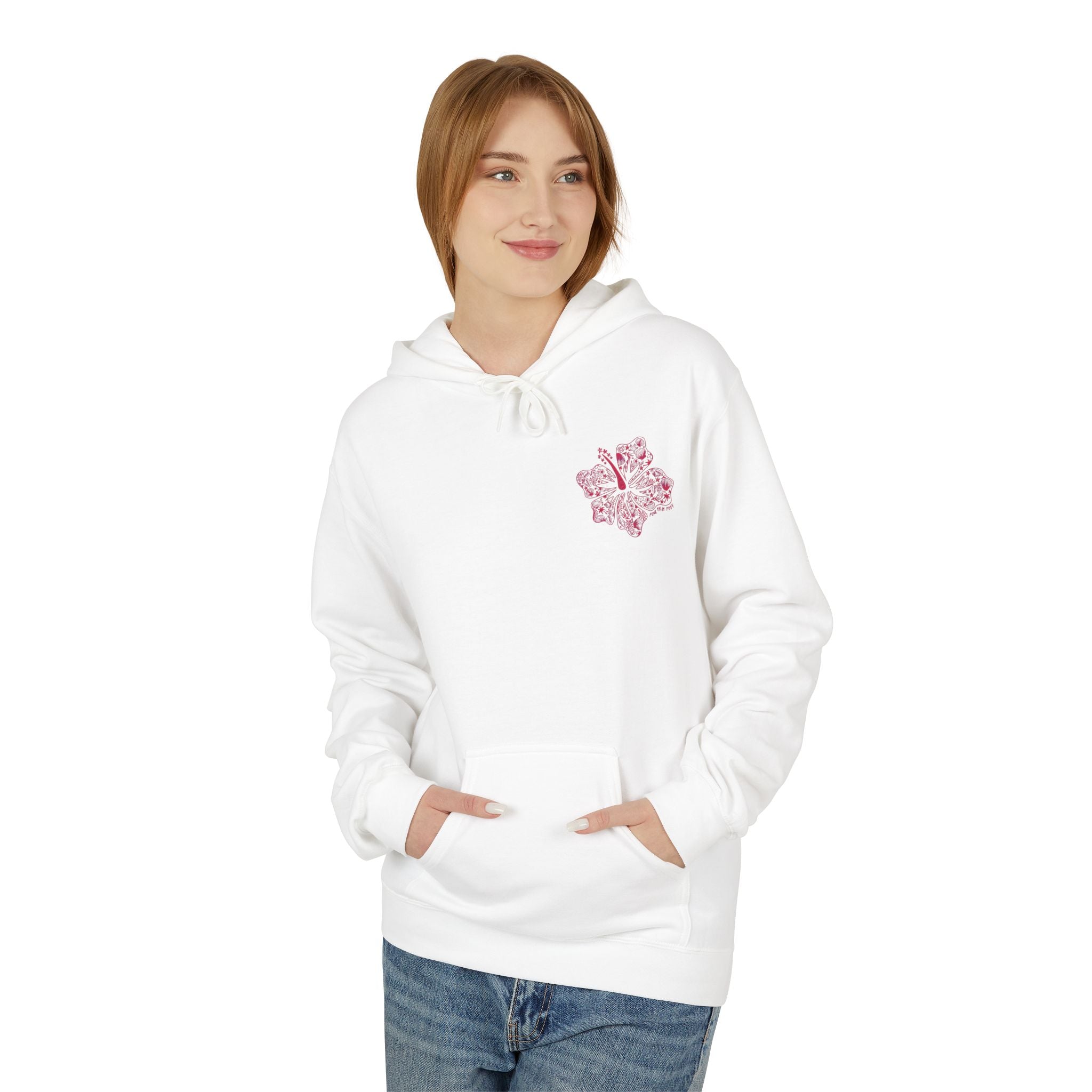 Pinky Palmtree Puff  Floral Graphic Hoodie — Vintage Botanical Note Print - Creations by Chris and Carlos